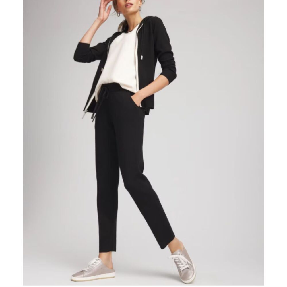Chico’s Zenergy Luxe Cashmere Blend Knit Ankle Pants Pull on L Black Loungewear